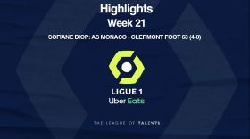 Ligue 1: Player Highlight -  Sofiane Diop (45' +1) / AS Monaco - Clermont Foot 63 (4-0) - Week 21